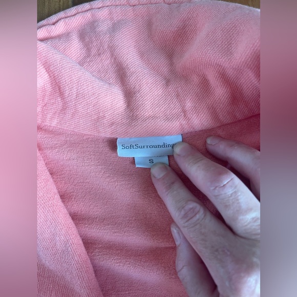 Soft Surroundings Women's Coral Cotton Collared Pullover Tunic w Pockets Size M - Picture 3 of 6